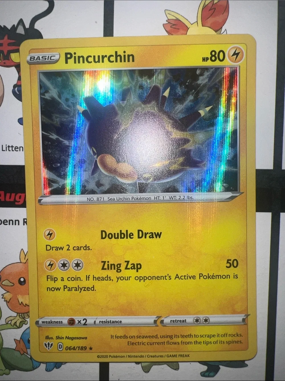 Pokemon Yellow Pincurchin Holo Lightning Card